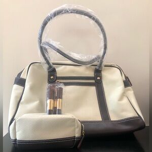 Estée Lauder Make-Up Brushes (3 sizes) w/ Tote Handbag & Zippered Make-Up Bag